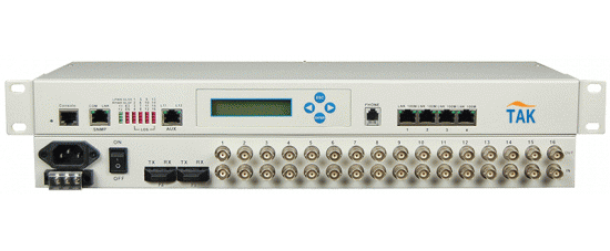 16E1 PDH optical multiplexer with LCD display