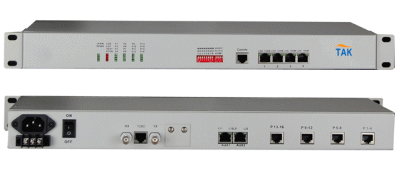 TAK Launch 4×FE+4RS232+16×voice(FXS/FXO) E1 PCM multiplexer
